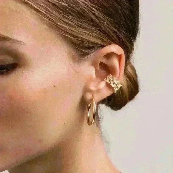NWT Classic 18K Gold-Plated/1.7" Double Hoop Hypoallergenic Earrings - Picture 1 of 15